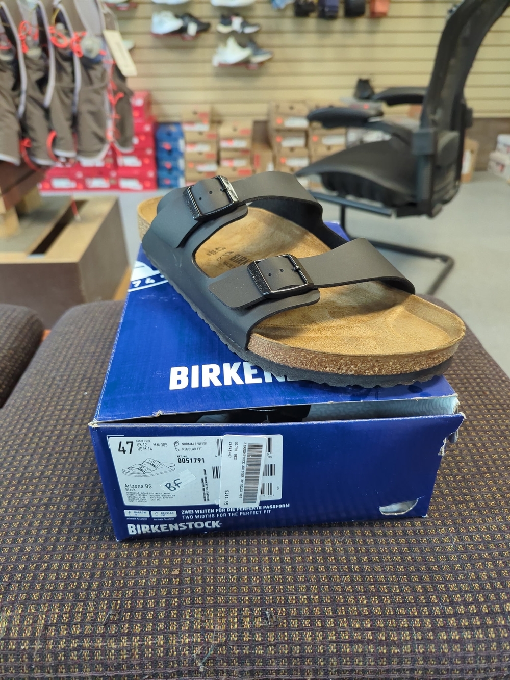 Birkenstock Arizona Two-Strap Sandal in Black Birkflor